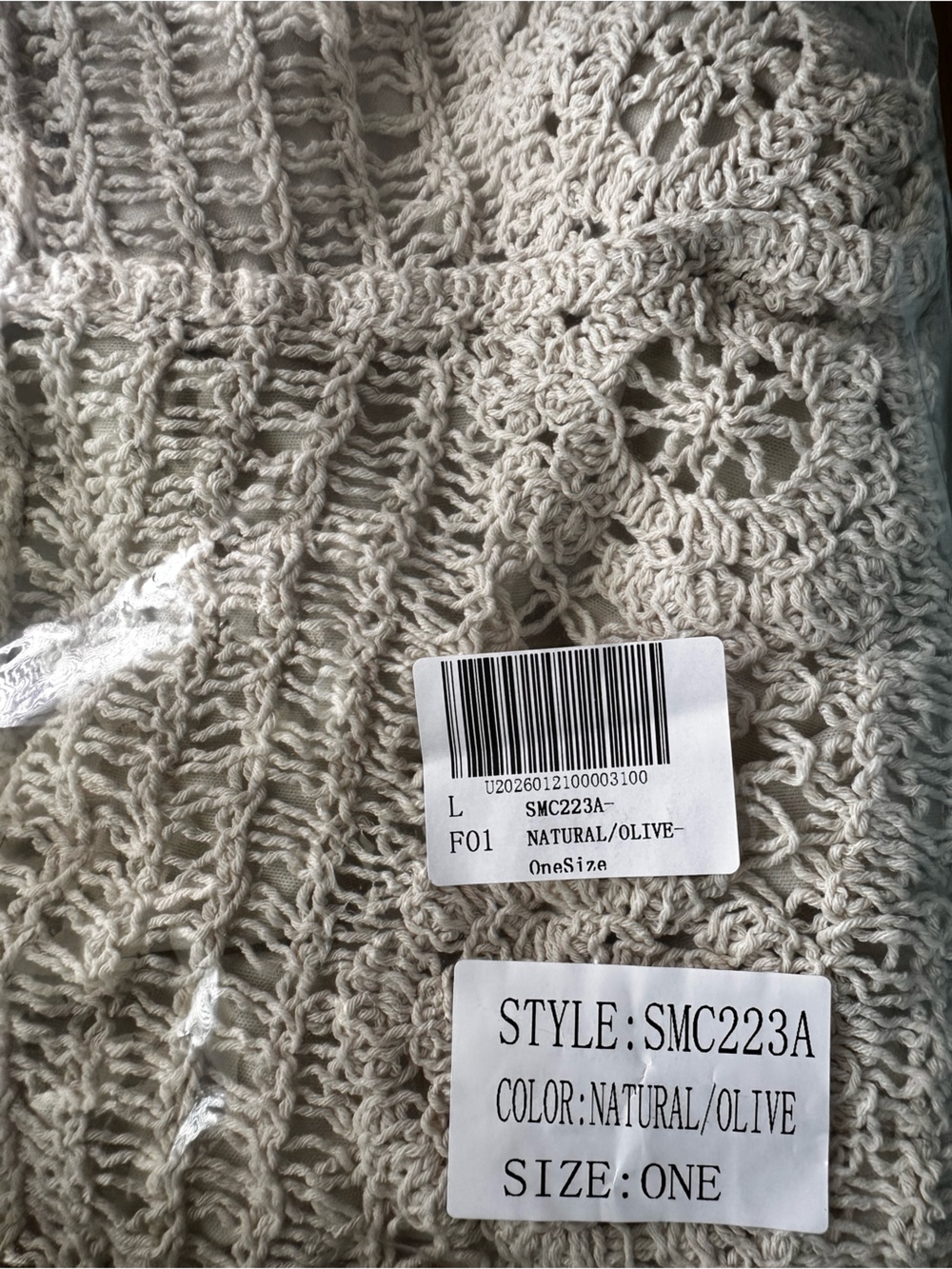 POL Cream Crochet Wide-Leg Pants with Green Star Accents - Picture 7 of 8